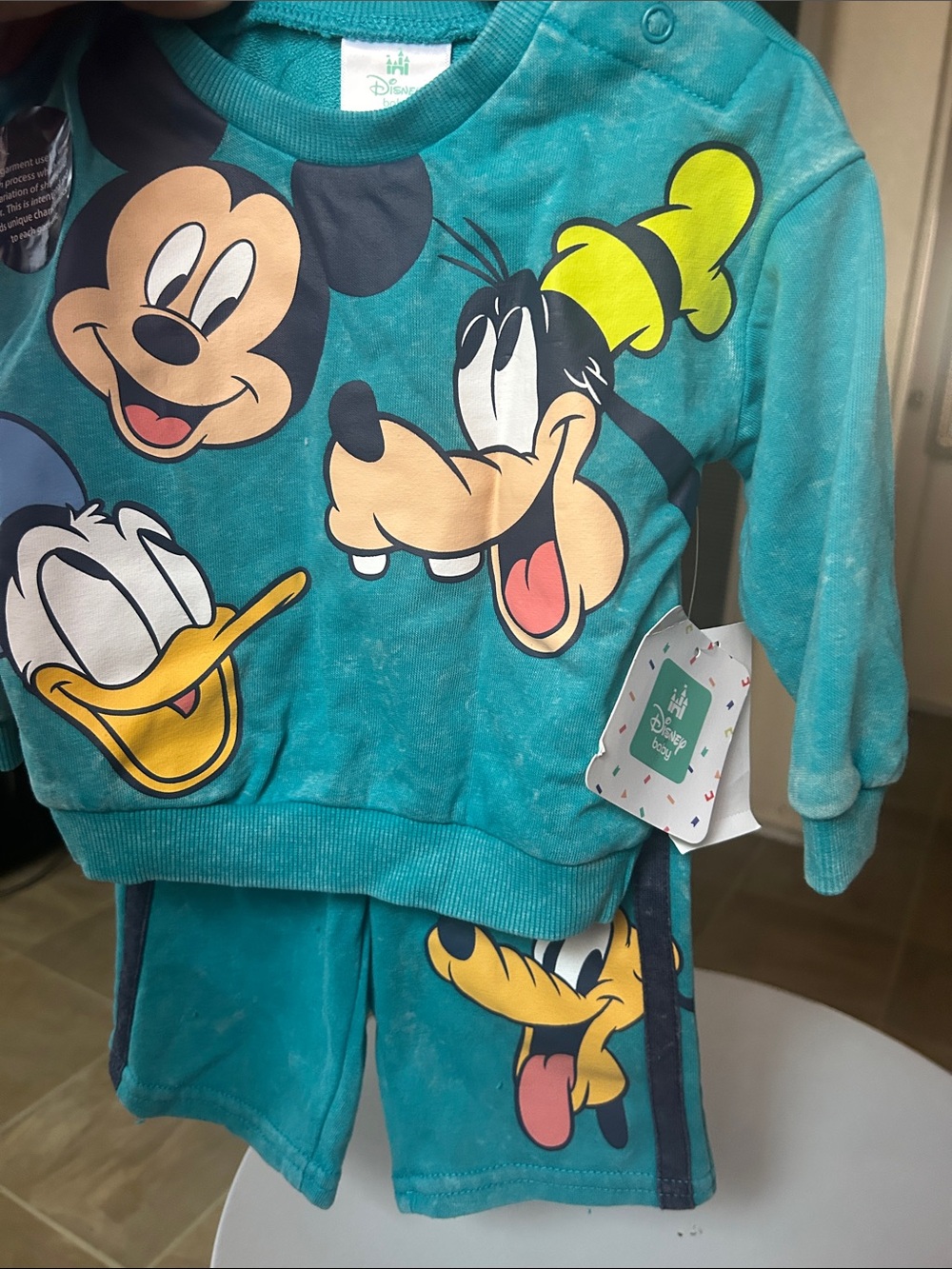 Disney Teal  tie dye Mickey & Friends Two-Piece jogging set sweater